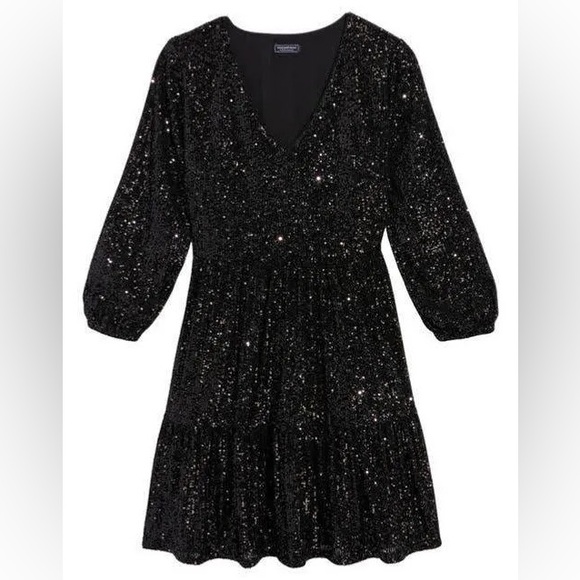 NWT - Vineyard Vines Black Sequin Dress - Picture 2 of 3